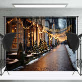 Lofaris Verschwommen Winter Festlich Stadt Straße Weihnachten Hintergrund